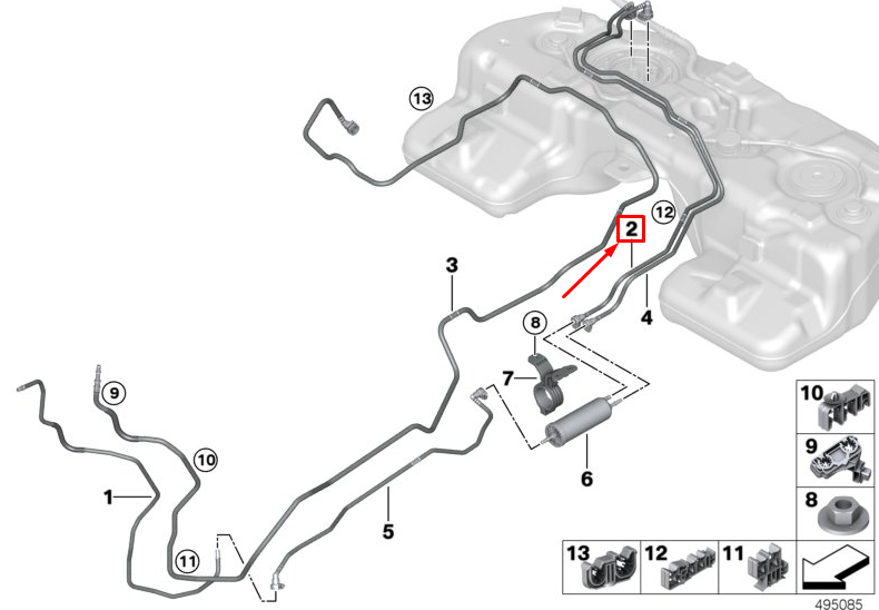 new bmw x7 g07 rear fuel feed line 16127439950 original