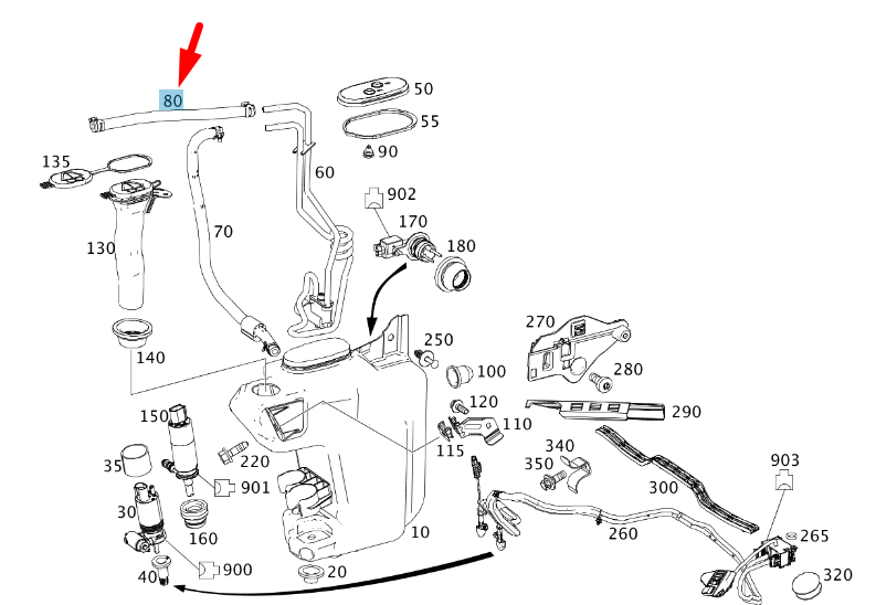 new mb sl r231 windshield washer system washer hose a2318301000 original