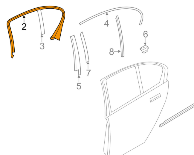 new bmw 7 f02 rear door right window frame seal 51337177856 original