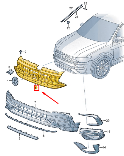 new vw tiguan ad radiator grille 5na853651bfzll original