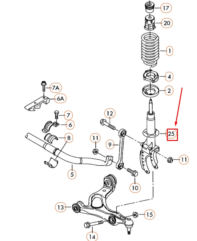 NEW VOLKSWAGEN TOUAREG 7L FRONT LEFT GAS SHOCK ABSORBER 7L6413031S ORIGINAL