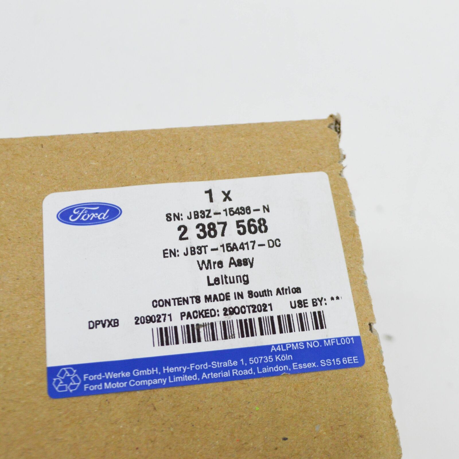 new ford ranger t6 tow bar wire assy jb3t-15a417-dc 2387568 original