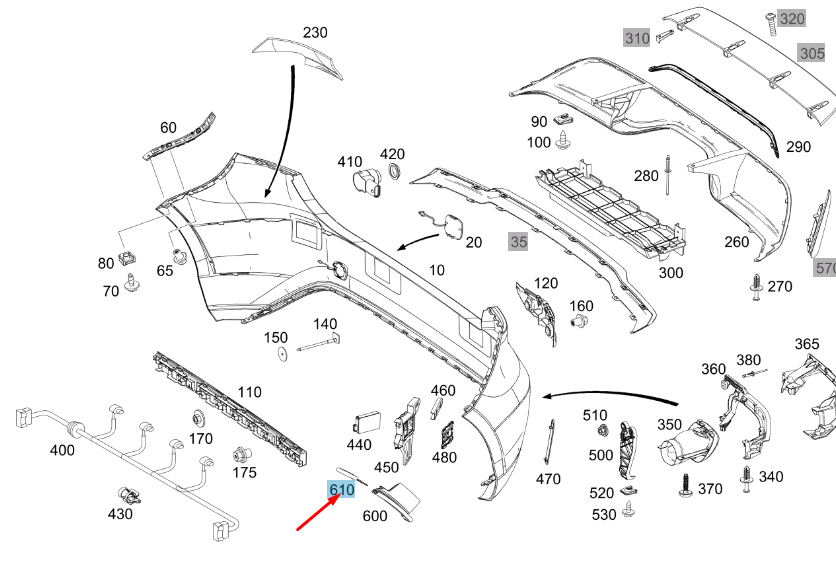 NEW MERCEDES-BENZ A W176 REAR BUMPER LEFT WHEEL ARCH COVER A1768800105 ORIGINAL