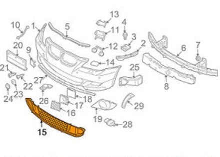 NEW BMW 5 E60 M SPORT FRONT LOWER BUMPER GRILLE 51117896586 ORIGINAL