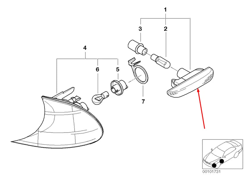NEW BMW 3 E46 FRONT RIGHT WING FENDER TURN INDICATOR 63137165846 7165846