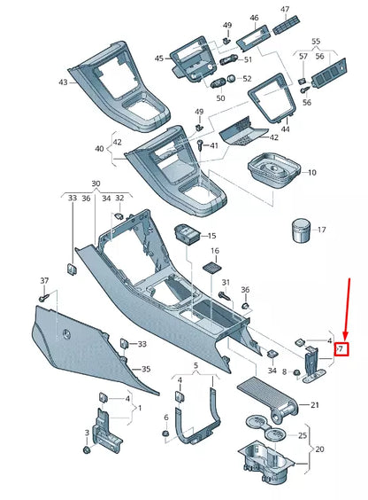 NEW VW SHARAN 7N REAR CONSOLE SECURING BRACKET 5N0867853B