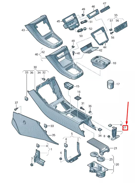 NEW VW SHARAN 7N REAR CONSOLE SECURING BRACKET 5N0867853B