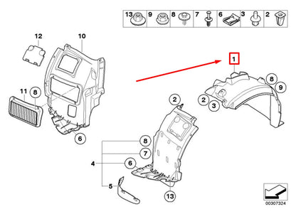 NEW BMW 1 COUPE E82 FRONT LEFT INNER FENDER 7207649 51717207649 ORIGINAL