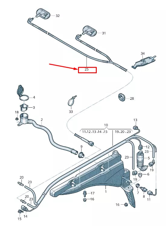 NEW AUDI RS3 WASHER SYSTEM CORRUGATED PIPE 8V0955953J