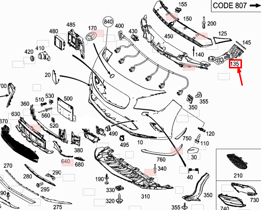 NEW MERCEDES-BENZ CLA C117 FRONT RIGHT BUMPER SIDE STABILITY A1178856400