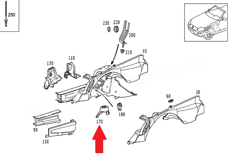 NEW MERCEDES-BENZ SLK R170 RIGHT CUP METAL SPRING A2026260219 ORIGINAL