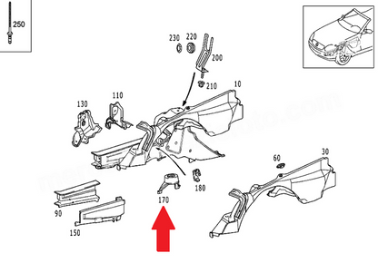 NEW MERCEDES-BENZ SLK R170 RIGHT CUP METAL SPRING A2026260219 ORIGINAL