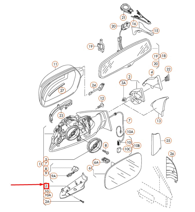NEW AUDI A3 8P FRONT LEFT DOOR MIRROR LOWER TRIM 4F0858523A01C ORIGINAL