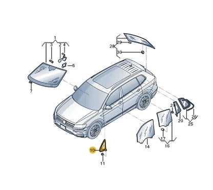 NEW VOLKSWAGEN TIGUAN AD FRONT RIGHT QUARTER WINDOW 5NN845114C 2018 ORIGINAL