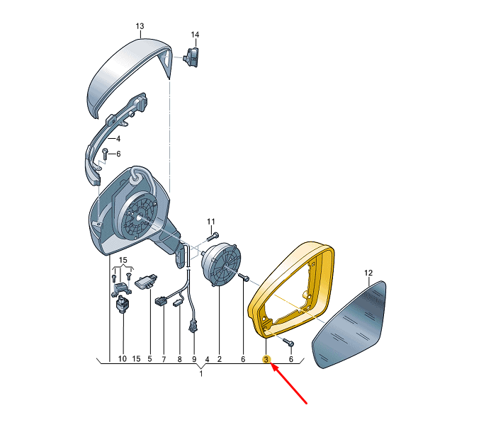 NEW VW TIGUAN AD MK2 FRONT LEFT DOOR MIRROR COVER FRAME 5NA857601A9B9 ORIGINAL