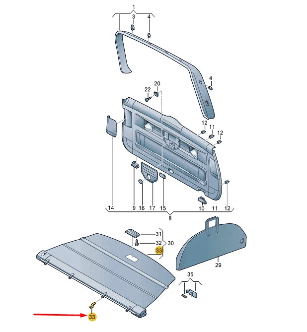 NEW VW TOUAREG 7P LUGGAGE COVER BLIND REPAIR SET 7P689877345W ORIGINAL