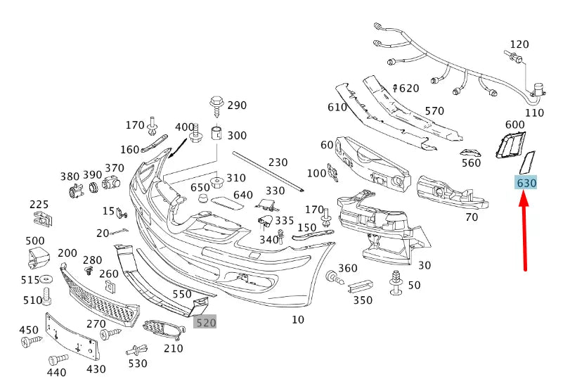 NEW MB SLK R171 AMG FRONT BUMPER LEFT ORNAMENTAL MOLDING A17188803419999