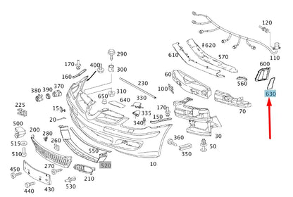 NEW MB SLK R171 AMG FRONT BUMPER LEFT ORNAMENTAL MOLDING A17188803419999