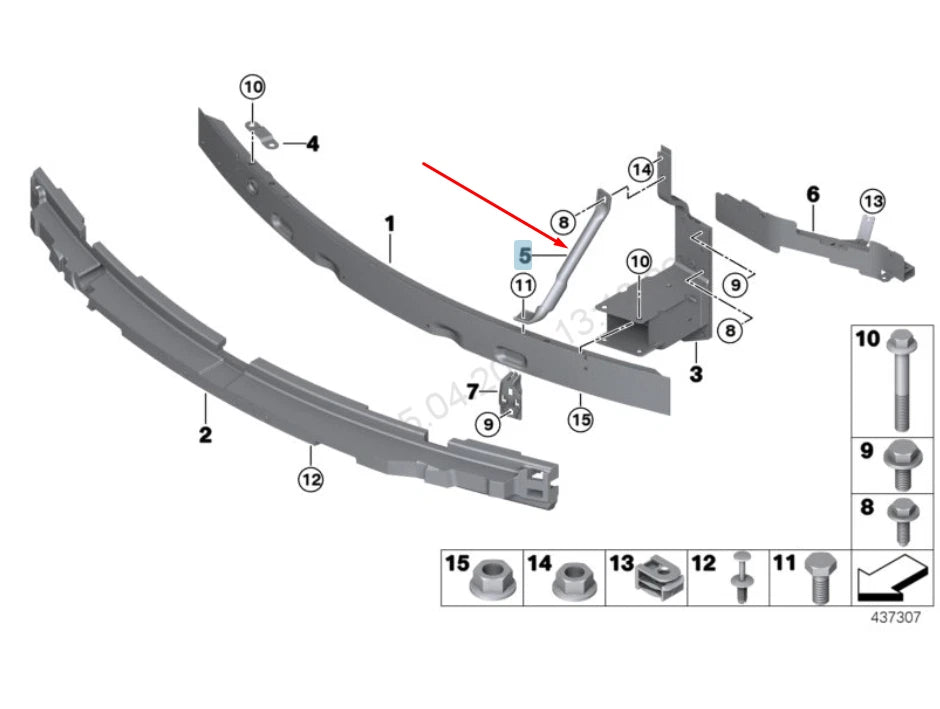 NEW BMW X5 F15 FRONT LEFT BRACE STRUT 51117308057 7308057 2015 ORIGINAL