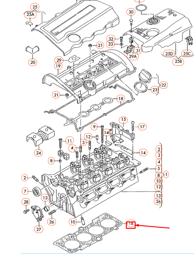 NEW AUDI A4 B7 CYLINDER HEAD METAL GASKET 058103383Q ORIGINAL