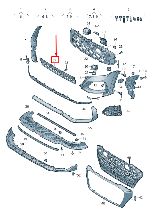 new audi rsq8 front bumper center grille 4m8807647b original