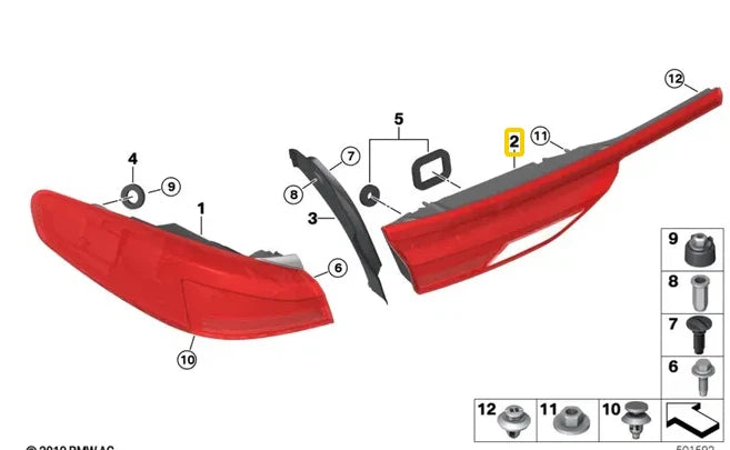 NEW BMW 2 GRAN COUPE F44 REAR RIGHT LED TAILGATE LIGHT LHD 63217465470 ORIGINAL
