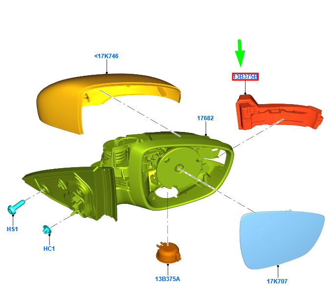 new ford focus mk4 front left door mirror turn lamp assy rhd 2220571 original