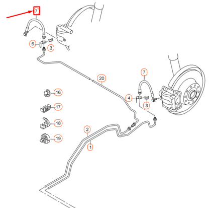 NEW AUDI A1 8X REAR RIGHT BRAKE HOSE 1K0611776 ORIGINAL