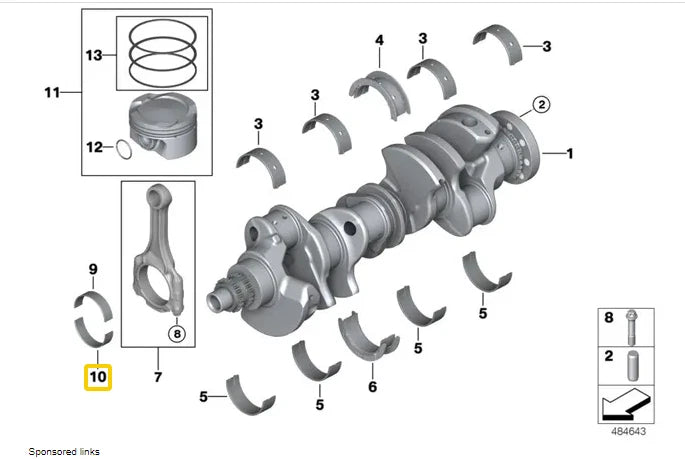 NEW BMW M5 F90 CRANKSHAFT MAIN BEARING 11248094853 ORIGINAL