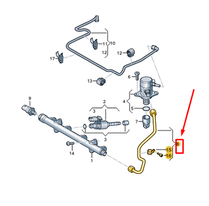 new vw golf cd mk8 fuel pressure pipe 05c130241 original