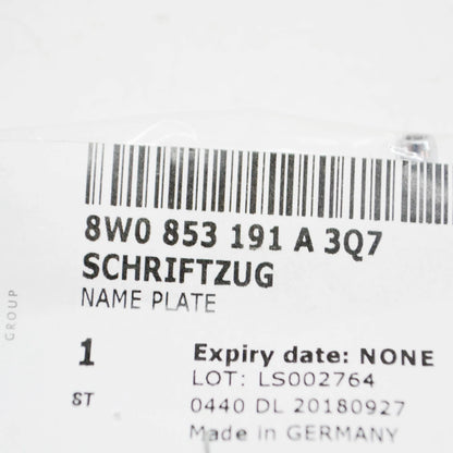 NEW AUDI A4 AVANT B9 DASHBOARD EMBLEM 'QUATTRO' 8W0853191A3Q7 ORIGINAL