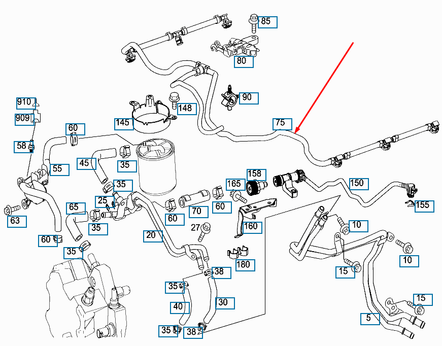 NEW MERCEDES-BENZ SPRINTER 906 FUEL INJECTOR RETURN HOSE A6420707532 ORIGINAL
