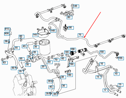 NEW MERCEDES-BENZ SPRINTER 906 FUEL INJECTOR RETURN HOSE A6420707532 ORIGINAL