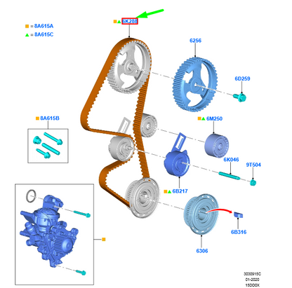 new ford kuga mk3 timing belt 2421084 original