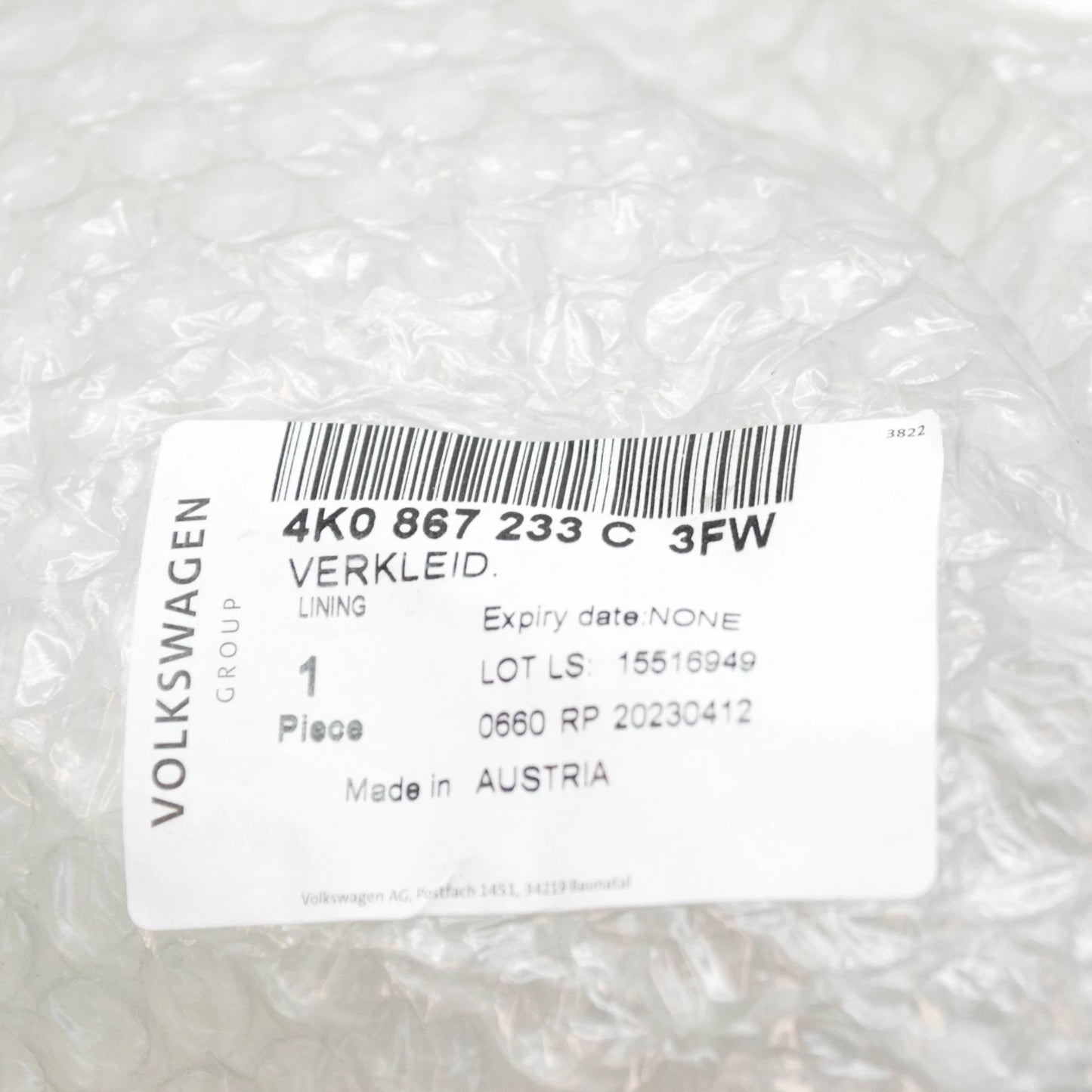 NEW AUDI A6 C8 FRONT LEFT A PILLAR TRIM 4K0867233C3FW ORIGINAL