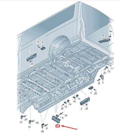 new vw transporter vi t6 rear seat mounting reinforcement 7h0802763a original