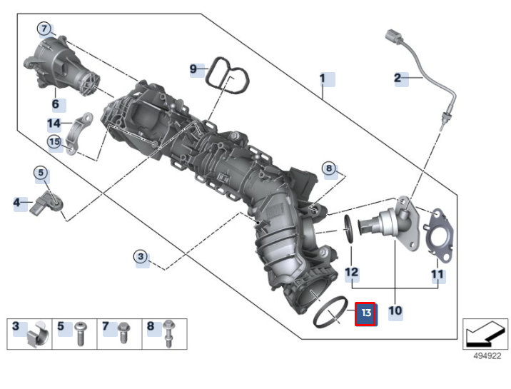 new bmw x1 f48 engine profile gasket 11617633521 original