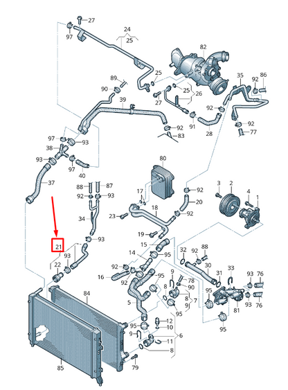 NEW AUDI A3 SPORTBACK 8P RADIATOR COOLANT HOSE 1K0122051FA ORIGINAL