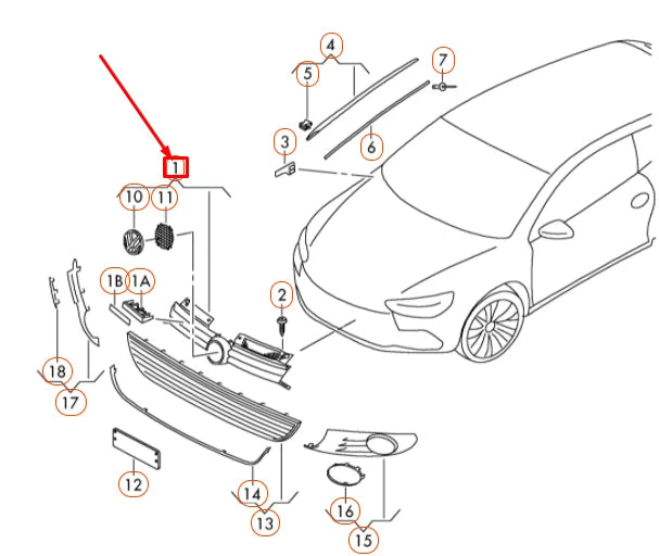 NEW VOLKSWAGEN GOLF 5K MK6 FRONT RADIATOR GRILLE 1K9853651DQWA ORIGINAL