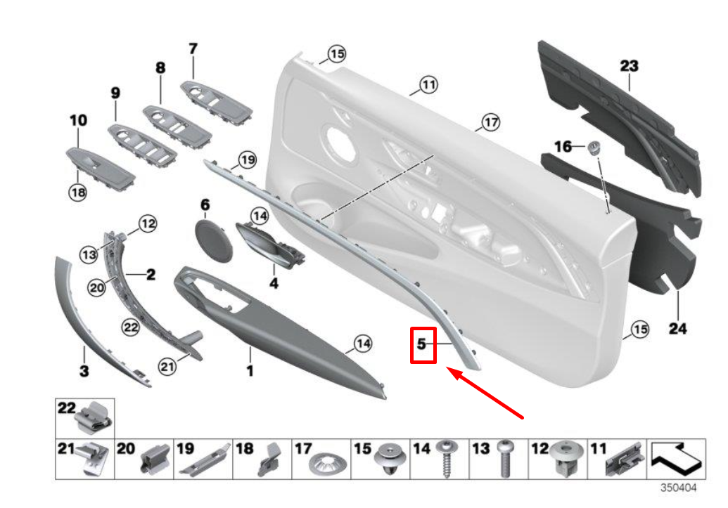 new bmw 4 coupe f32, f82 front right accent strip 51417389534 7389534 original