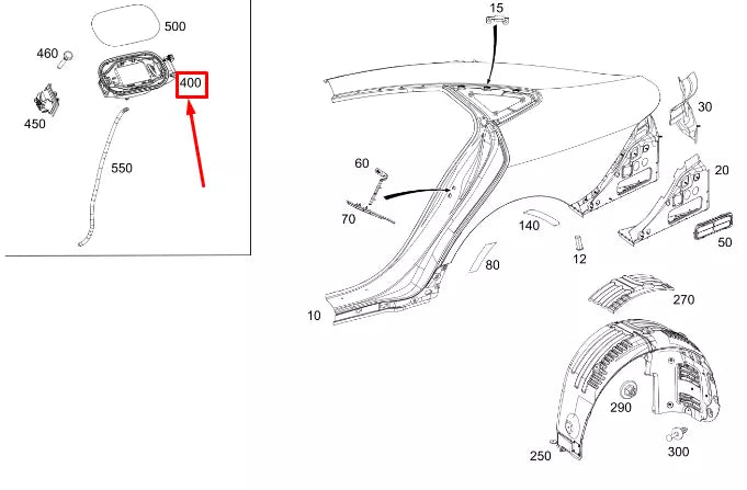 NEW MERCEDES-BENZ AMG GT X290 FUEL TANK FILLER RECESS A2906304900 ORIGINAL
