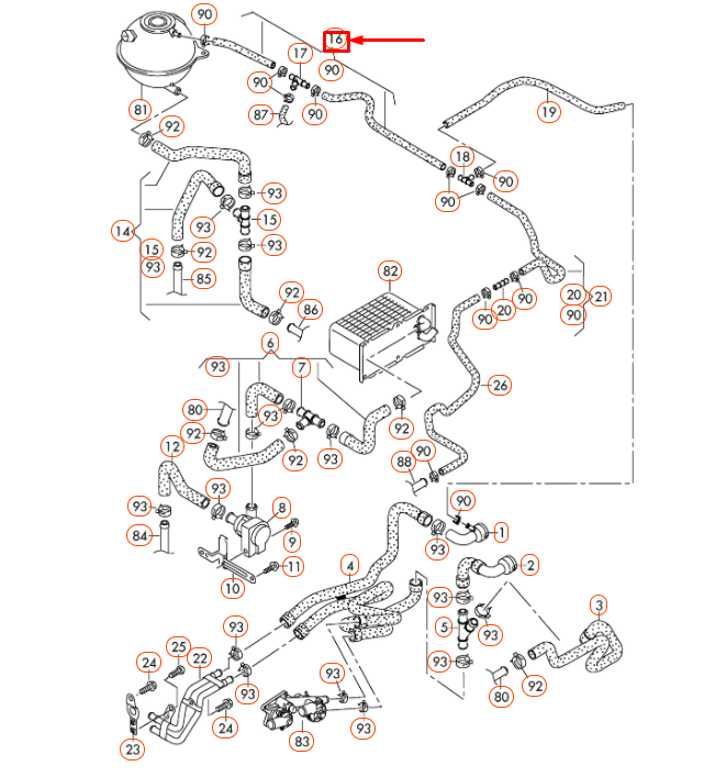 NEW AUDI A3 8P ENGINE COOLANT HOSE 1K0121447EE ORIGINAL