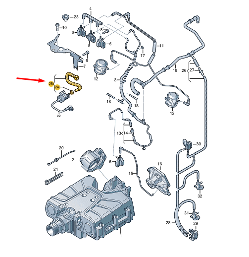 NEW VW TOUAREG 7P MK2 VACUUM SYSTEM CONNECTING HOSE 7P0133366D ORIGINAL