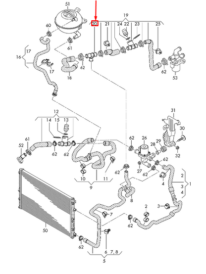 new audi q7 4m cooling system t-piece n90760601 original