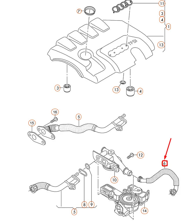 NEW AUDI A4 8K B8 CRANKCASE BREATHER PIPE HOSE 06J103221A