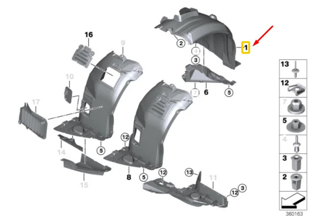 NEW BMW M3 E90 FRONT RIGHT WHEEL HOUSING LINER REAR PART 51718044650 ORIGINAL