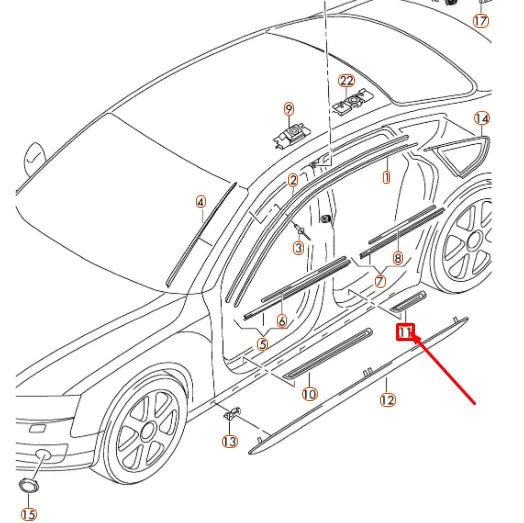 NEW AUDI A7 SPORTBACK 4G8 REAR RIGHT SILL TRIM S-LINE 4G8853376B9B9 ORIGINAL