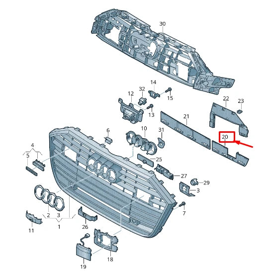 NEW AUDI A6 4A C8 RIGHT RADIATOR GRILLE CATCH 4K08077849B9