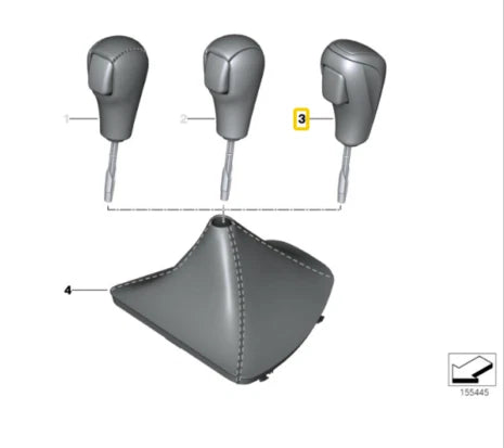NEW BMW 3 E93 AUTOMATIC GEAR SHIFT KNOB LEVER LEATHER CHROME 7585524 ORIGINAL