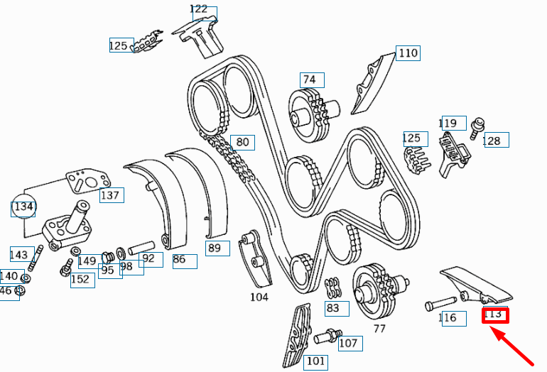 NEW MB SL R129 LEFT OUTSIDE TIMING CHAIN GUIDE RAIL A1190521316 ORIGINAL